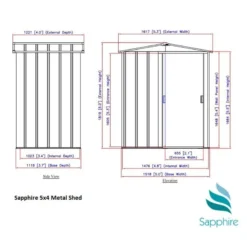 5' X 4' Sapphire Apex Anthracite Metal Shed (1.62m X 1.22m) -Zen Gardenia Sales sapphire54ag sapphire 5x4 anthracite dimensions