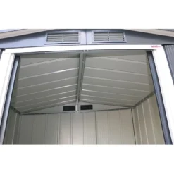 6' X 4' Sapphire Apex Anthracite Metal Shed (2.02m X 1.22m) -Zen Gardenia Sales sapphire64anth 2021 sapphire apex metal shed 6x4 anthracite new look close up3 min