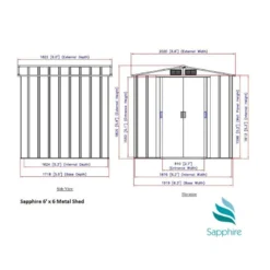 6' X 6' Sapphire Apex Anthracite Metal Shed (2.02m X 1.82m) 16 6' X 6' Sapphire Apex Anthracite Metal Shed (2.02m X 1.82m) -Zen Gardenia Sales sapphire66ag sapphire 6x6 anthracite dimensions