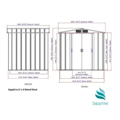 6' X 6' Sapphire Apex Green Metal Shed (2.02m X 1.82m) -Zen Gardenia Sales sapphire66gn sapphire 6x6 green dimensions