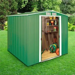 6' X 6' Sapphire Apex Green Metal Shed (2.02m X 1.82m) -Zen Gardenia Sales sapphire66gn sapphire 6x6 green no2