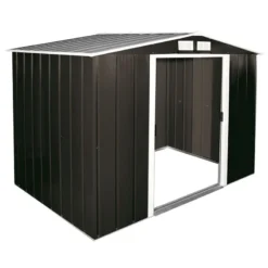 8' X 6' Sapphire Apex Anthracite Metal Shed (2.62m X 1.82m) -Zen Gardenia Sales sapphire86ag sapphire 8x6 anthracite cutout3
