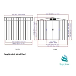 8' X 8' Sapphire Apex Anthracite Metal Shed (2.62m X 2.42m) 17 8' X 8' Sapphire Apex Anthracite Metal Shed (2.62m X 2.42m) -Zen Gardenia Sales sapphire88ag sapphire 8x8 anthracite dimensions