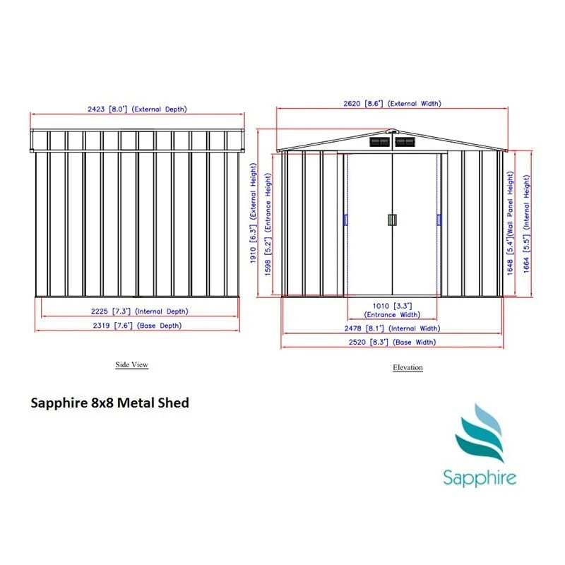 8' X 8' Sapphire Apex Anthracite Metal Shed (2.62m X 2.42m) 10 8' X 8' Sapphire Apex Anthracite Metal Shed (2.62m X 2.42m) - Image 8
