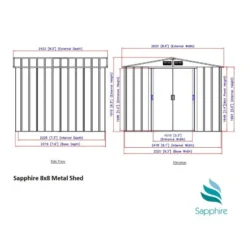 8' X 8' Sapphire Apex Green Metal Shed (2.62m X 2.42m) -Zen Gardenia Sales sapphire88gn sapphire 8x8 green dimensions