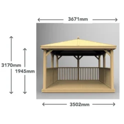 11'x11' (3.5x3.5m) Square Wooden Garden Gazebo With Traditional Timber Roof -Zen Gardenia Sales sgg35mttin 3.5m square gazebo dimensions