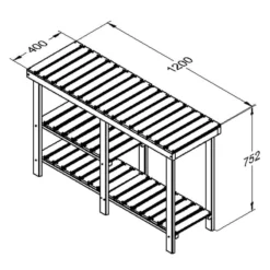 Forest Shed And Garage Wooden Workbench 3'11 X 1'4 (1.2m X 0.4m) 10 Forest Shed And Garage Wooden Workbench 3'11 X 1'4 (1.2m X 0.4m) -Zen Gardenia Sales sheben shed workbench potting table 2020 model drawing min 1