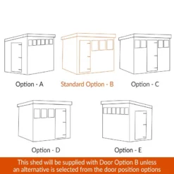 14' X 10' Traditional Heavy Duty Shiplap Pent Wooden Garden Shed (4.28m X 3.05m) -Zen Gardenia Sales shedlands door position pehtra1410peh tra148peh