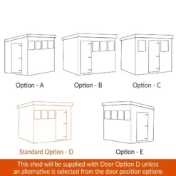 12' X 6' Traditional Standard Shiplap Pent Wooden Garden Shed (3.66m X 1.83m) 19 12' X 6' Traditional Standard Shiplap Pent Wooden Garden Shed (3.66m X 1.83m) -Zen Gardenia Sales shedlands door position pestra126pes tra128pes