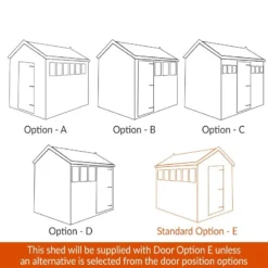 20' X 8' Traditional Heavy Duty Shiplap Apex Wooden Garden Shed (6.1m X 2.44m) -Zen Gardenia Sales shedlands door position tra1612aph1810aph1812aph188aph2012aph208aph 5