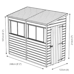 8'3 X 4' Mercia Shiplap Pent Wooden Garden Shed (2.51m X 1.21m) -Zen Gardenia Sales si 001 004 0028bun 3 min