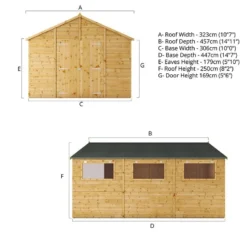 15' X 10' Mercia Shiplap Apex Workshop (4.5m X 3.2m) -Zen Gardenia Sales si 001 004 0098 15x10 workshop drawing1 min