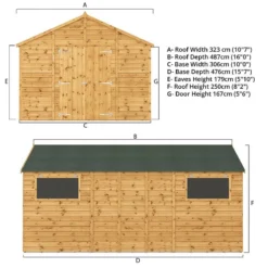 16' X 10' Mercia Shiplap Apex Workshop (4.8m X 3.2m) -Zen Gardenia Sales si 001 004 0099 16x10 workshop drawing1 min