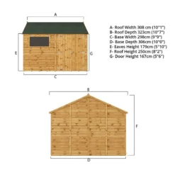 10' X 10' Mercia Shiplap Reverse Apex Workshop (3.2m X 3m) -Zen Gardenia Sales si 001 004 0110 10x10 workshop drawing1 min