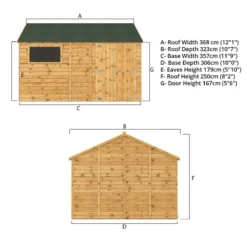 12' X 10' Mercia Shiplap Reverse Apex Workshop (3.6m X 3.2m) -Zen Gardenia Sales si 001 004 0111 12x10 workshop drawing1 min 1