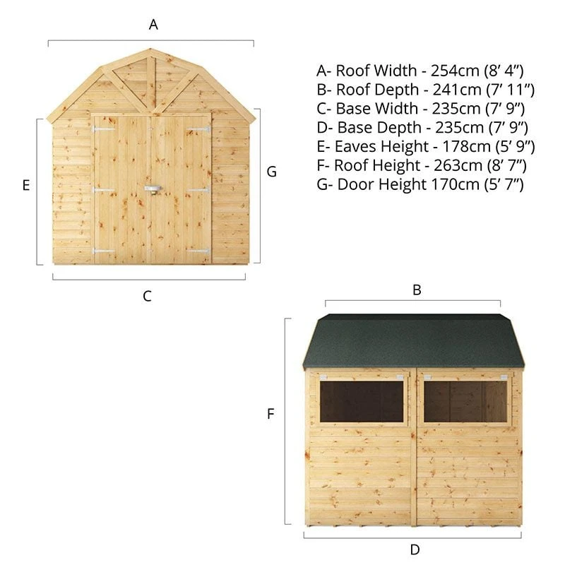 8' X 8' Mercia Shiplap Dutch Barn Shed (2.5m X 2.4m) 5 8' X 8' Mercia Shiplap Dutch Barn Shed (2.5m X 2.4m) - Image 3