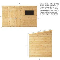 12' X 6' Mercia Shiplap Pent Shed (3.5m X 1.8m) 17 12' X 6' Mercia Shiplap Pent Shed (3.5m X 1.8m) -Zen Gardenia Sales si 001 004 0129 12x6 pent shed drawing1 min 1