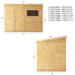 10' X 8' Mercia Shiplap Pent Shed (2.9m X 2.4m) -Zen Gardenia Sales si 001 004 0131 spec drawing min