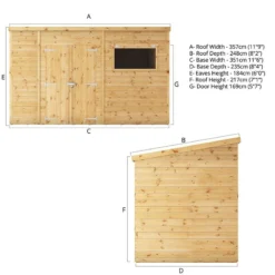 12' X 8' Mercia Shiplap Pent Shed (3.5m X 2.4m) 16 12' X 8' Mercia Shiplap Pent Shed (3.5m X 2.4m) -Zen Gardenia Sales si 001 004 0132 12x8 pent shed drawing1 min