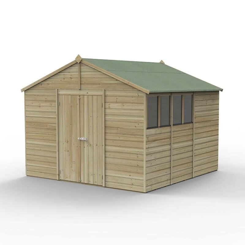 10' X 10' Forest Beckwood 25yr Guarantee Shiplap Pressure Treated Double Door Apex Wooden Shed (3.21m X 3.01m) 4 10' X 10' Forest Beckwood 25yr Guarantee Shiplap Pressure Treated Double Door Apex Wooden Shed (3.21m X 3.01m) - Image 2