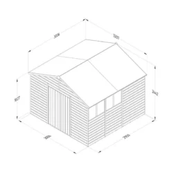 10' X 10' Forest Beckwood 25yr Guarantee Shiplap Pressure Treated Double Door Apex Wooden Shed (3.21m X 3.01m) 25 10' X 10' Forest Beckwood 25yr Guarantee Shiplap Pressure Treated Double Door Apex Wooden Shed (3.21m X 3.01m) -Zen Gardenia Sales spa1010dd4wm line drawing 2023