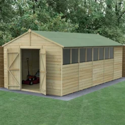 20' X 10' Forest Beckwood 25yr Guarantee Shiplap Pressure Treated Double Door Apex Wooden Shed (5.96m X 3.21m)