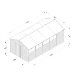 20' X 10' Forest Beckwood 25yr Guarantee Shiplap Pressure Treated Double Door Apex Wooden Shed (5.96m X 3.21m) -Zen Gardenia Sales spa1020dd8wm line drawing 2023