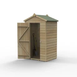 4' X 3' Forest Beckwood 25yr Guarantee Shiplap Pressure Treated Windowless Apex Wooden Shed (1.34m X 1m) -Zen Gardenia Sales spa43nwm open 06.18.23
