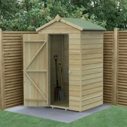 4' X 3' Forest Beckwood 25yr Guarantee Shiplap Pressure Treated Windowless Apex Wooden Shed (1.34m X 1m)