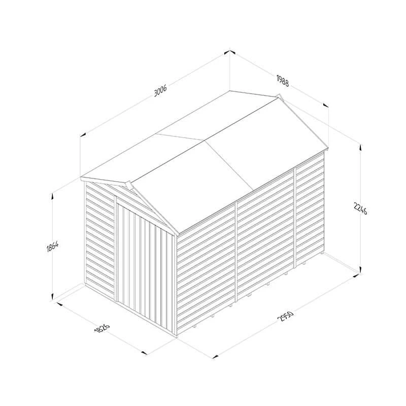 10' X 6' Forest Beckwood 25yr Guarantee Shiplap Pressure Treated Windowless Double Door Apex Wooden Shed (3.01m X 1.99m) 6 10' X 6' Forest Beckwood 25yr Guarantee Shiplap Pressure Treated Windowless Double Door Apex Wooden Shed (3.01m X 1.99m) - Image 4