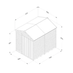8' X 6' Forest Beckwood 25yr Guarantee Shiplap Pressure Treated Windowless Double Door Apex Wooden Shed (2.42m X 1.99m) -Zen Gardenia Sales spa68ddnwm line drawing 2023