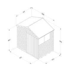 7' X 5' Forest Beckwood 25yr Guarantee Shiplap Pressure Treated Double Door Apex Wooden Shed (2.28m X 1.53m) -Zen Gardenia Sales spa75dd2wm line drawing 2023
