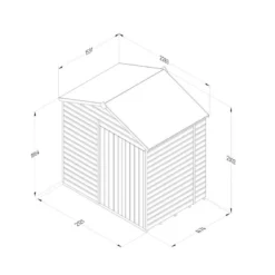 7' X 5' Forest Beckwood 25yr Guarantee Shiplap Pressure Treated Windowless Double Door Apex Wooden Shed (2.28m X 1.53m) -Zen Gardenia Sales spa75ddnwm line drawing 2023