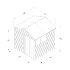 7' X 7' Forest Beckwood 25yr Guarantee Shiplap Pressure Treated Double Door Apex Wooden Shed (2.28m X 2.12m) -Zen Gardenia Sales spa77dd2wm line drawing 2023