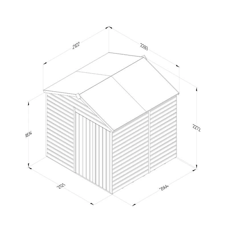 7' X 7' Forest Beckwood 25yr Guarantee Shiplap Pressure Treated Windowless Double Door Apex Wooden Shed (2.28m X 2.12m) 6 7' X 7' Forest Beckwood 25yr Guarantee Shiplap Pressure Treated Windowless Double Door Apex Wooden Shed (2.28m X 2.12m) - Image 4