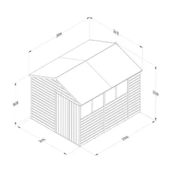 10' X 8' Forest Beckwood 25yr Guarantee Shiplap Pressure Treated Double Door Apex Wooden Shed (3.01m X 2.61m) 25 10' X 8' Forest Beckwood 25yr Guarantee Shiplap Pressure Treated Double Door Apex Wooden Shed (3.01m X 2.61m) -Zen Gardenia Sales spa810dd4wm line drawing 2023