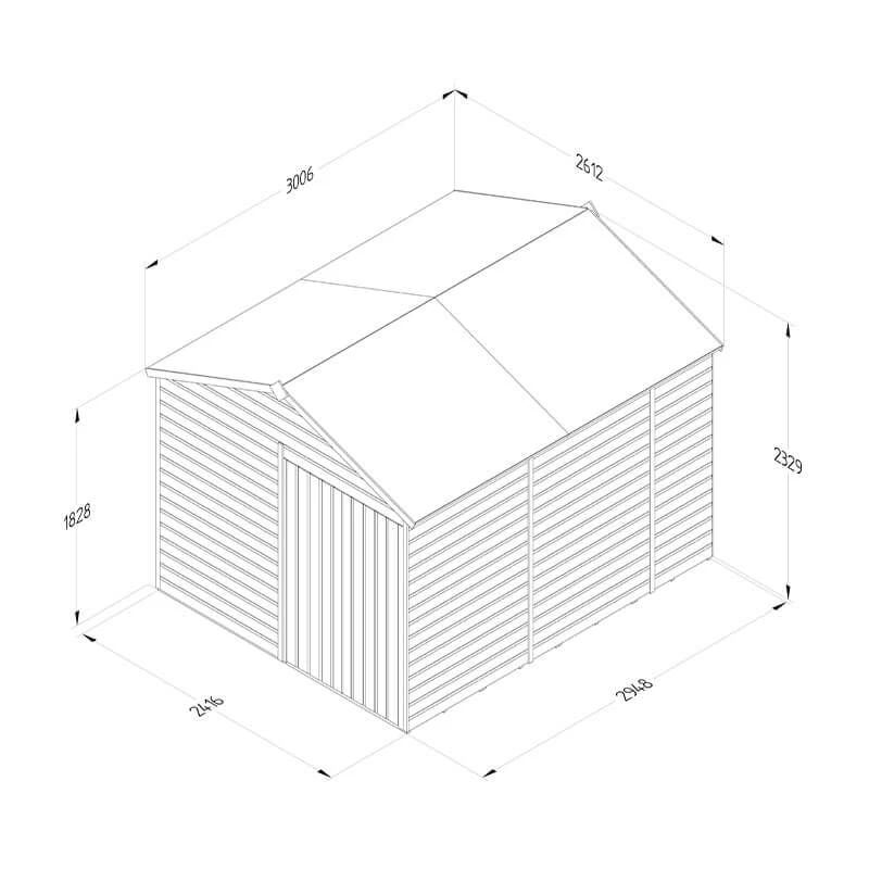 10' X 8' Forest Beckwood 25yr Guarantee Shiplap Pressure Treated Windowless Double Door Apex Wooden Shed (3.01m X 2.61m) 6 10' X 8' Forest Beckwood 25yr Guarantee Shiplap Pressure Treated Windowless Double Door Apex Wooden Shed (3.01m X 2.61m) - Image 4