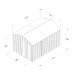 12' X 8' Forest Beckwood 25yr Guarantee Shiplap Pressure Treated Windowless Double Door Apex Wooden Shed (3.6m X 2.61m) -Zen Gardenia Sales spa812ddnwm line drawing 2023