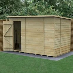 10' X 6' Forest Beckwood 25yr Guarantee Shiplap Pressure Treated Windowless Pent Wooden Shed (3.11m X 2.05m)
