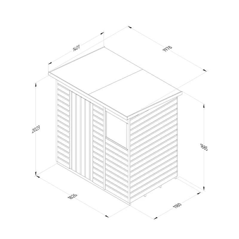 6' X 4' Forest Beckwood 25yr Guarantee Shiplap Pressure Treated Pent Wooden Shed (1.98m X 1.4m) 6 6' X 4' Forest Beckwood 25yr Guarantee Shiplap Pressure Treated Pent Wooden Shed (1.98m X 1.4m) - Image 4