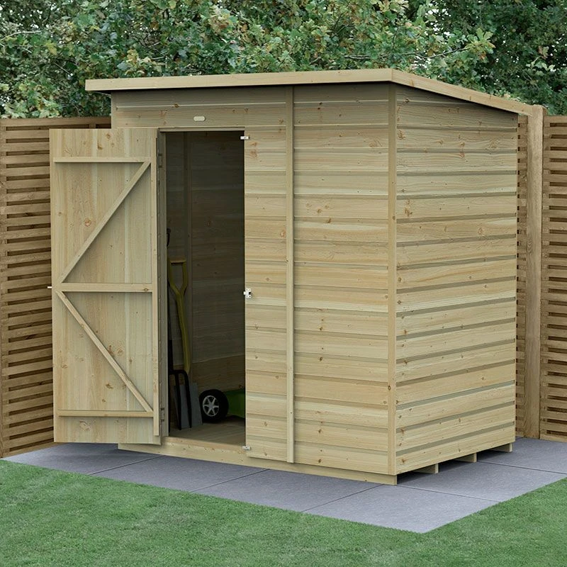 6' X 4' Forest Beckwood 25yr Guarantee Shiplap Pressure Treated Windowless Pent Wooden Shed (1.98m X 1.4m) 3 6' X 4' Forest Beckwood 25yr Guarantee Shiplap Pressure Treated Windowless Pent Wooden Shed (1.98m X 1.4m)
