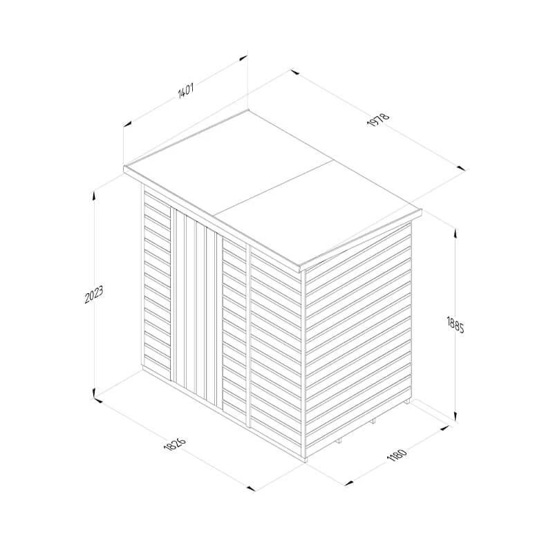 6' X 4' Forest Beckwood 25yr Guarantee Shiplap Pressure Treated Windowless Pent Wooden Shed (1.98m X 1.4m) 6 6' X 4' Forest Beckwood 25yr Guarantee Shiplap Pressure Treated Windowless Pent Wooden Shed (1.98m X 1.4m) - Image 4