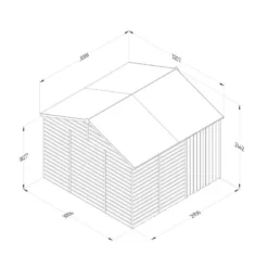 10' X 10' Forest Beckwood 25yr Guarantee Shiplap Pressure Treated Windowless Double Door Reverse Apex Wooden Shed (3.21m X 3.01m) -Zen Gardenia Sales spr1010ddnwm line drawing 2023