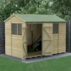 10' X 6' Forest Beckwood 25yr Guarantee Shiplap Pressure Treated Double Door Reverse Apex Wooden Shed (3.01m X 1.99m) -Zen Gardenia Sales spr106dd4wm insitu min 1