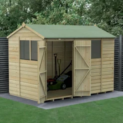10' X 6' Forest Beckwood 25yr Guarantee Shiplap Pressure Treated Double Door Reverse Apex Wooden Shed (3.01m X 1.99m)