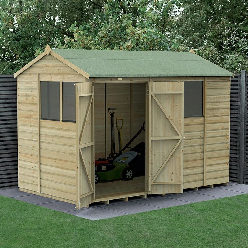 10' X 6' Forest Beckwood 25yr Guarantee Shiplap Pressure Treated Double Door Reverse Apex Wooden Shed (3.01m X 1.99m) 3 10' X 6' Forest Beckwood 25yr Guarantee Shiplap Pressure Treated Double Door Reverse Apex Wooden Shed (3.01m X 1.99m)