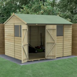 Zen Gardenia Sales 28 10' X 8' Forest Beckwood 25yr Guarantee Shiplap Pressure Treated Double Door Reverse Apex Wooden Shed (3.01m X 2.61m)