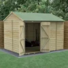10' X 8' Forest Beckwood 25yr Guarantee Shiplap Pressure Treated Windowless Double Door Reverse Apex Wooden Shed (3.01m X 2.61m) 2 10' X 8' Forest Beckwood 25yr Guarantee Shiplap Pressure Treated Windowless Double Door Reverse Apex Wooden Shed (3.01m X 2.61m) -Zen Gardenia Sales spr108ddnwm insitu min 1
