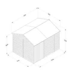 10' X 8' Forest Beckwood 25yr Guarantee Shiplap Pressure Treated Windowless Double Door Reverse Apex Wooden Shed (3.01m X 2.61m) -Zen Gardenia Sales spr108ddnwm line drawing 2023