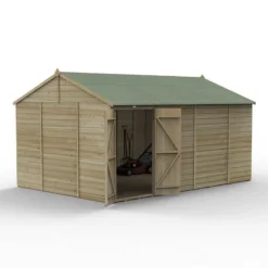 15' X 10' Forest Beckwood 25yr Guarantee Shiplap Pressure Treated Windowless Double Door Reverse Apex Wooden Shed (4.48m X 3.21m) -Zen Gardenia Sales spr1510ddnwm open 05.24.23 1